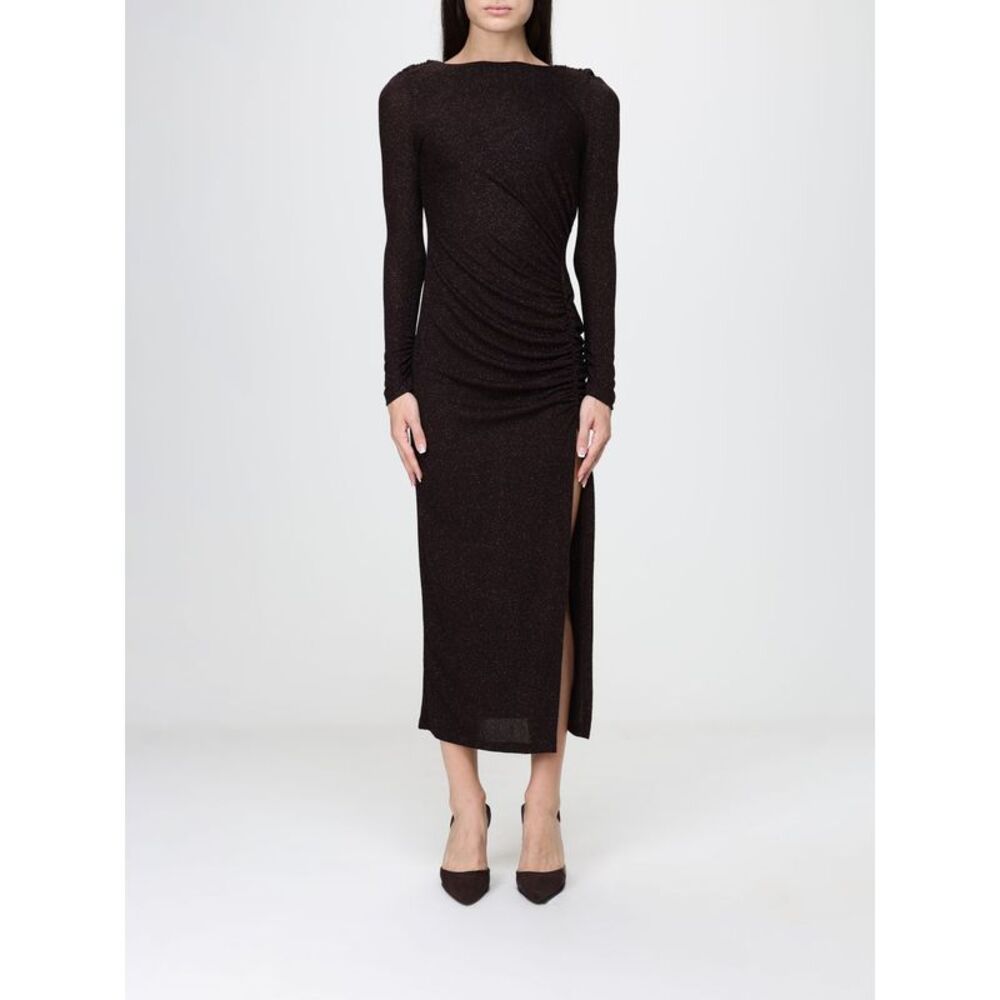 Hanita Women Hanita Draped Lurex Jersey Midi Sheath Dress With Side Slit